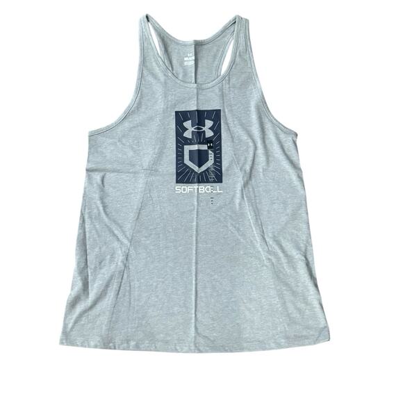 NWT! Under Armour UA Softball Plate Tank in Light Heather Gray - Size Medium - Picture 5 of 7